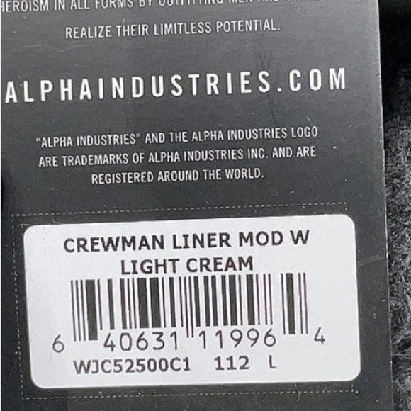 Alpha Industries CREWMAN LINER MOD Women’s Quilted Jacket Cream Large - Picture 4 of 6